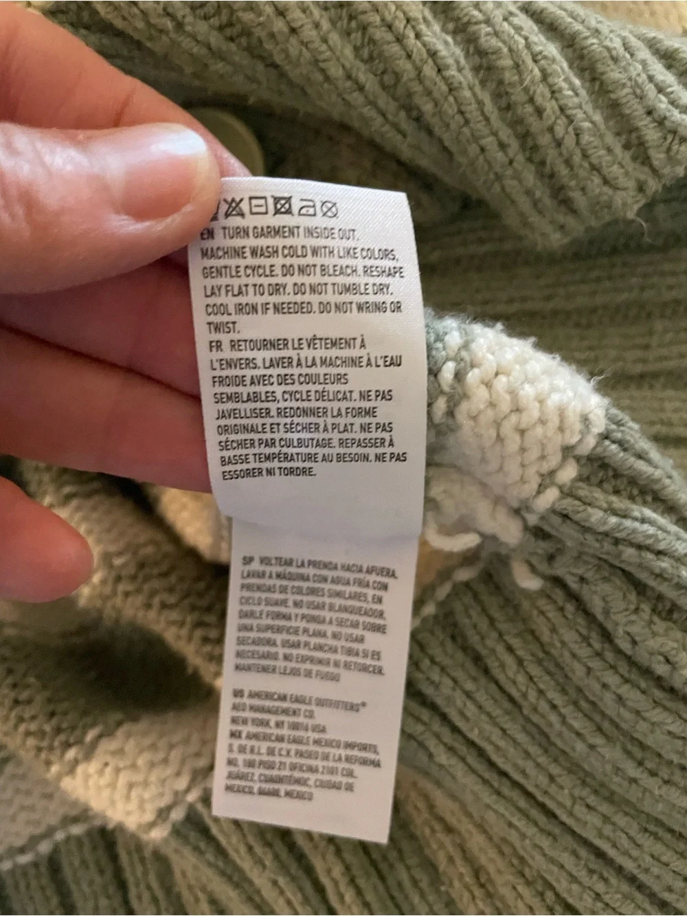 American Eagle Oversized Sage Stripe Cardigan Small